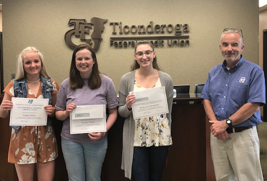 2019 Scholarship Winner (for the photo if included:   Left to right: Swade Potter, Crown Point Central Natalie O’Neil, TrailNorth HS Katie Shelmidine, TrailNorth HS Shawn Hayes – President & CEO 
